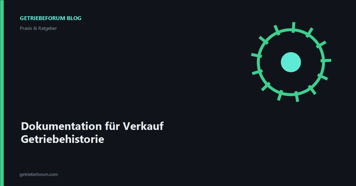 Dokumentation für Verkauf Getriebehistorie