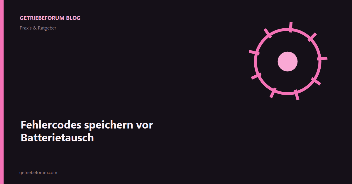 Fehlercodes speichern vor Batterietausch