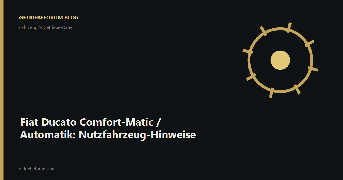 Fiat Ducato Comfort-Matic / Automatik: Nutzfahrzeug-Hinweise