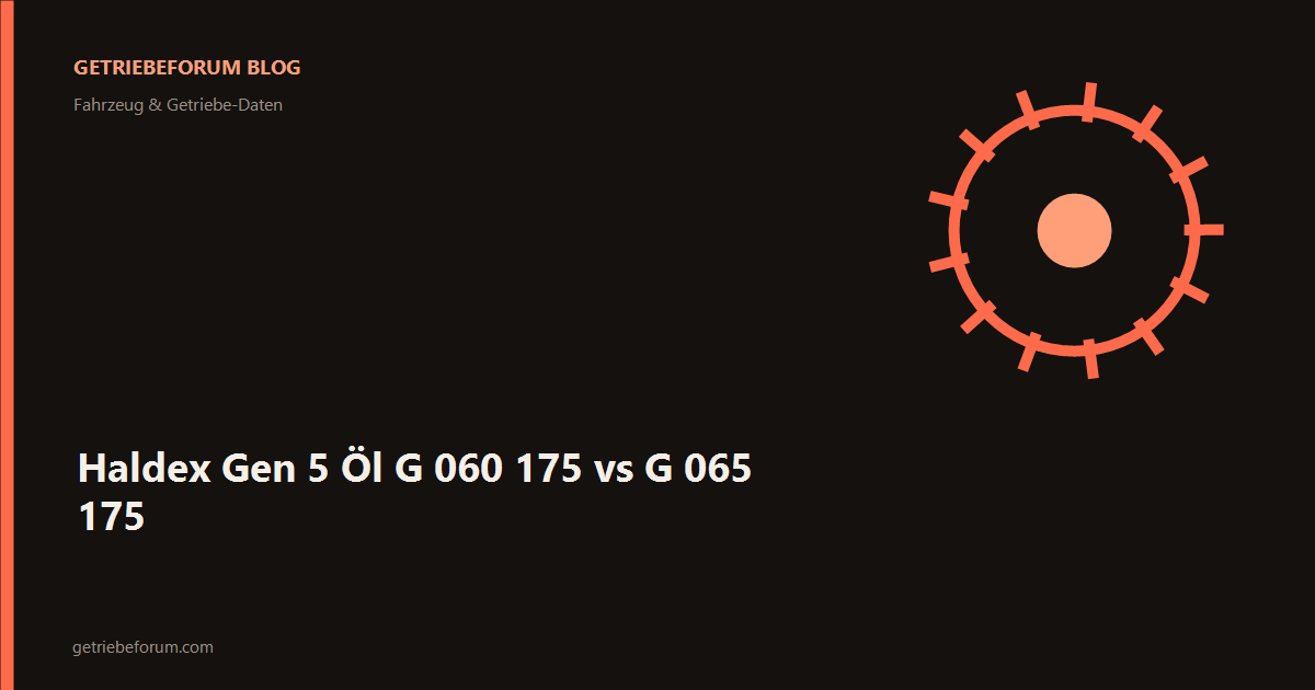 Haldex Gen 5 Öl G 060 175 vs G 065 175